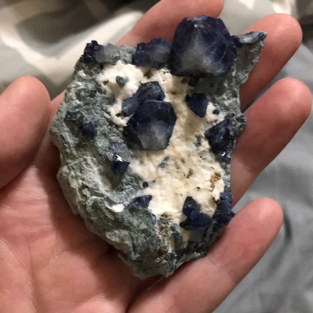 Benitoite “California stone” with natrolite